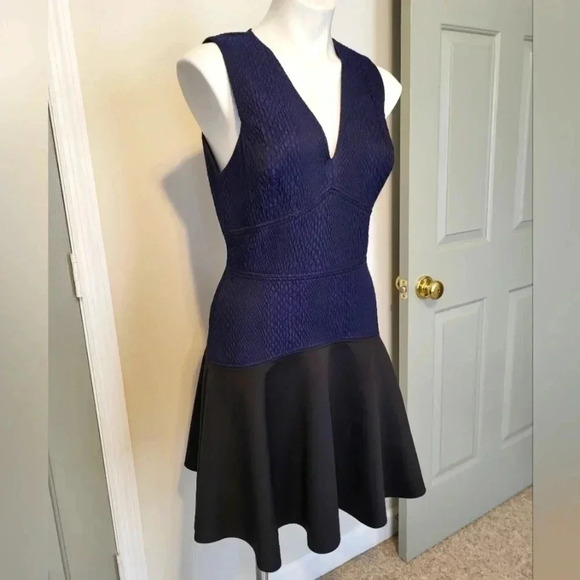 Rebecca Taylor V-Neck Snake Textured Bodice Jacquard Dress(8) - Picture 1 of 13